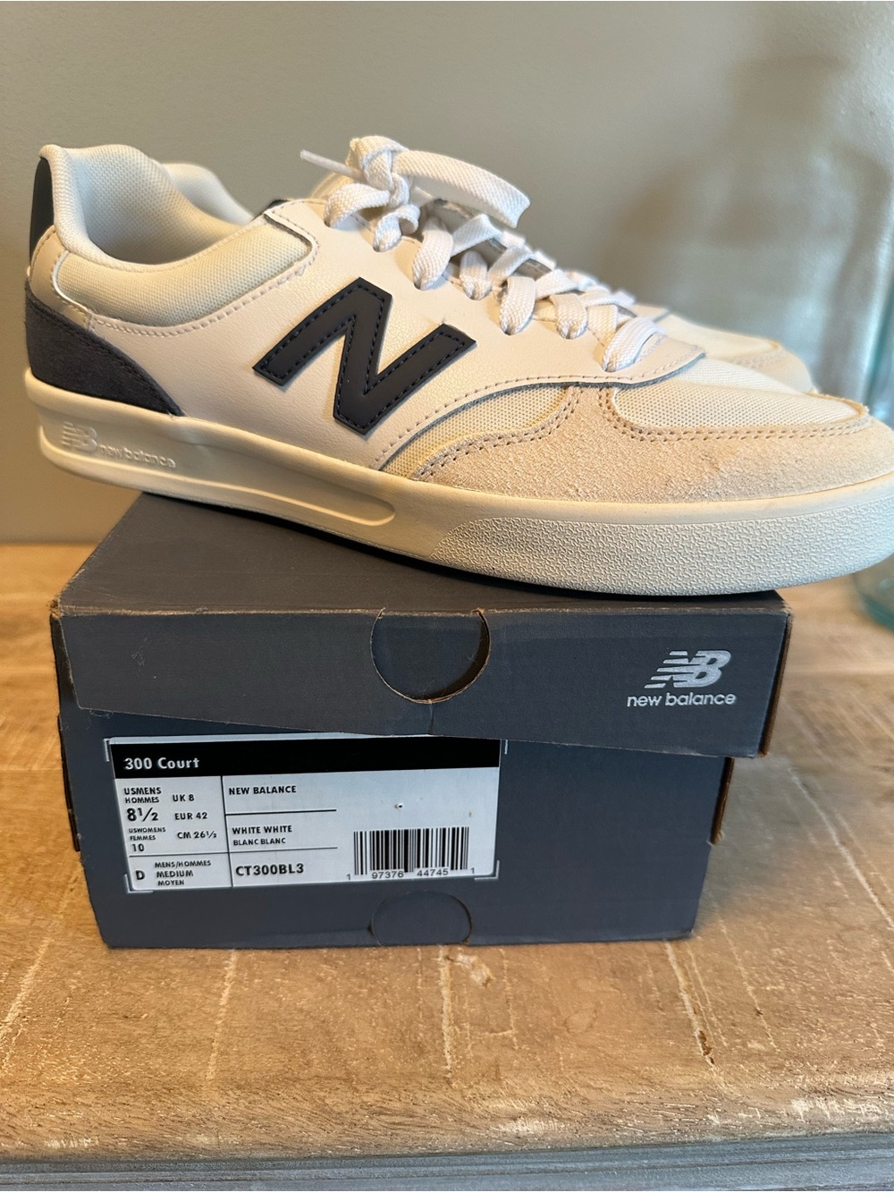 New Balance Women’s White Sneakers with Navy N Logo